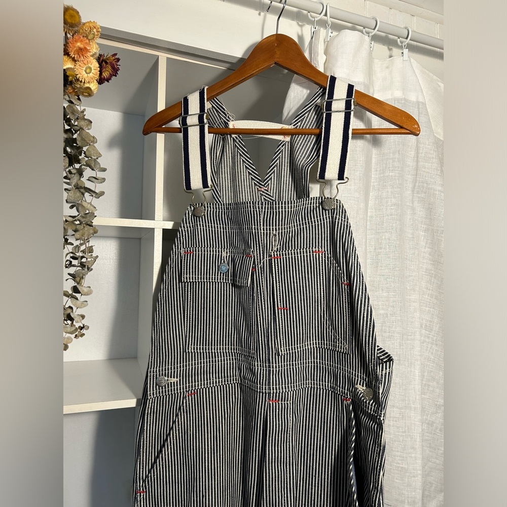 Madewell New Bedford MA Vintage Striped Denim Bib Overalls